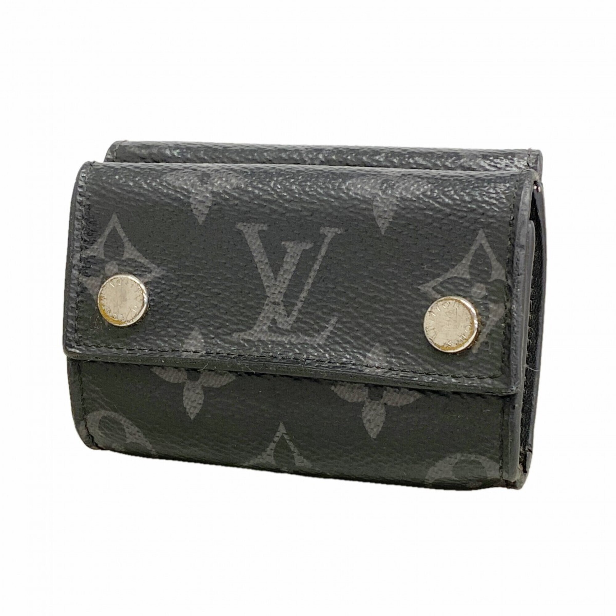 Louis Vuitton Tri-Fold Wallet Monogram Eclipse Discovery Compact M67630 Black...